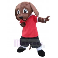 Chien brun super mignon Costume de mascotte Animal en T-shirt rouge