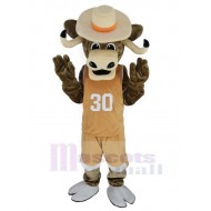 Texas Longhorns Taureau sportif Costume de mascotte avec manteau marron
