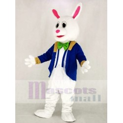Lustiger Osterhase Kaninchen Maskottchen Kostüm mit blauem Anzug