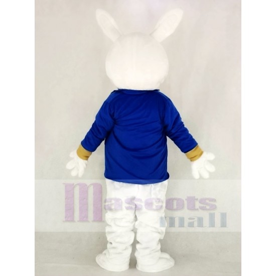 Lustiger Osterhase Kaninchen Maskottchen Kostüm mit blauem Anzug