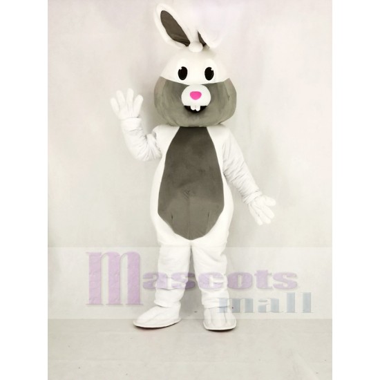Blanco y gris Conejito de pascua Disfraz de mascota Animal