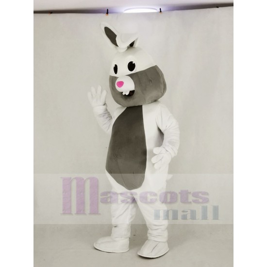 Blanc et gris Lapin de Pâques Costume de mascotte Animal