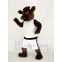 Brown Sport Power Bull Mascot Costume with White Clothes