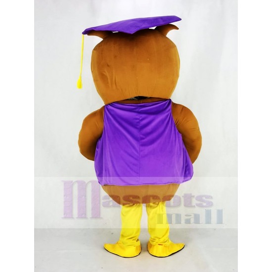marron Chouette Costume de mascotte en gilet violet