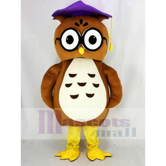 marrón Búho Disfraz de mascota con gorra morada