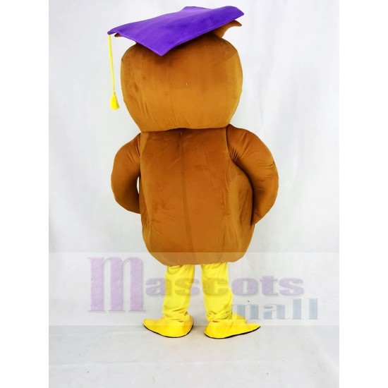 marrón Búho Disfraz de mascota con gorra morada