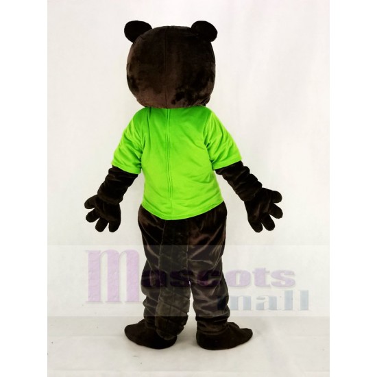 Barney brun drôle Castor Costume de mascotte en T-shirt vert