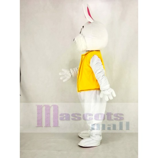 Easter Bunny Rabbit Mascot Costume with Yellow Vest