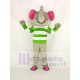Gray Elephant Mascot Costume with Green and White Clothes