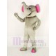 Elefante gris Traje de la mascota con orejas rosas
