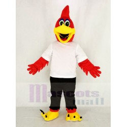 rot Roadrunner-Vogel Maskottchen Kostüm mit weißem T-Shirt