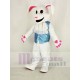 Ostern weißes Kaninchen Maskottchen Kostüm mit hellblauer Weste von Alice im Wunderland