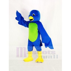 Blue Bird Mascot Costume with Green Belly