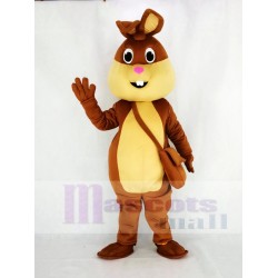 Brown Easter Bunny Rabbit Mascot Costume with Pink Nose