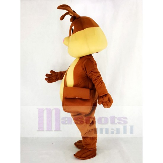 Brown Easter Bunny Rabbit Mascot Costume with Pink Nose
