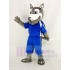 Gris Poder Perro husky Traje de la mascota en ropa azul