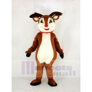 Reno marrón Disfraz de mascota con nariz roja