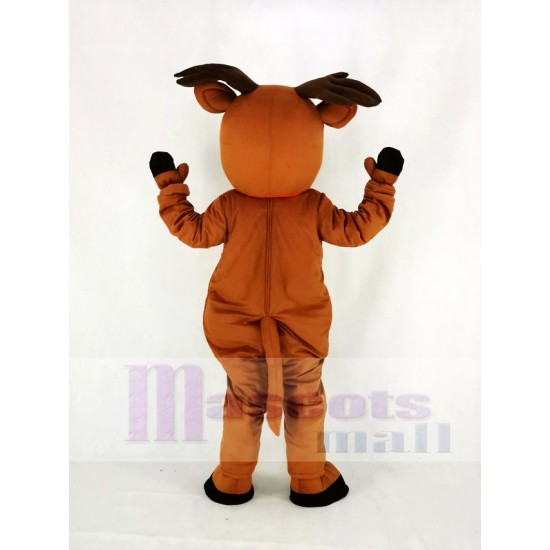 Brown Reindeer Mascot Costume with Red Nose