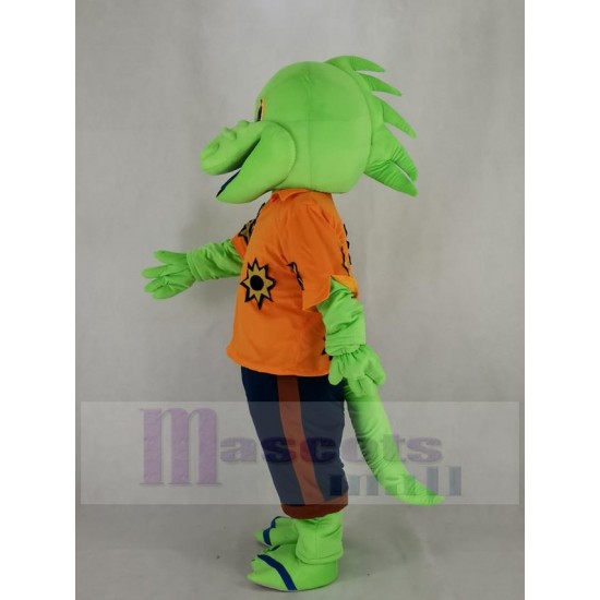 Lagartija verde Disfraz de mascota en naranja Camiseta de manga corta