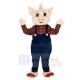 Schwein Maskottchen Kostüm mit blauem Overall Tier