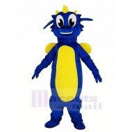 Blau Drachen Maskottchen Kostüm mit gelbem Bauch Tier