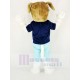 Chien Saint-Bernard Costume de mascotte en T-shirt bleu foncé
