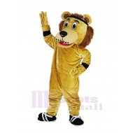 Lenny der Löwe Maskottchen Kostüm mit schwarzem Stirnband