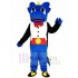 Dragon bleu Costume de mascotte avec smoking noir Animal