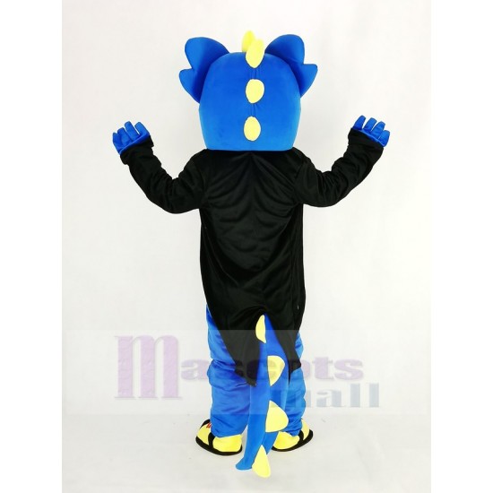 Dragón azul Disfraz de mascota con esmoquin negro Animal