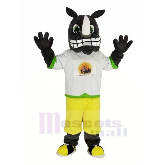 Gray Rhino Mascot Costume with the Sweatshirt