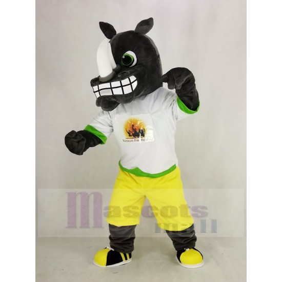Graues Nashorn Maskottchen Kostüm mit dem Sweatshirt