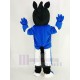 Black Horse Mascot Costume in Blue Jersey Animal