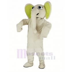 Grey Elephant Mascot Costume with Green Ears Animal
