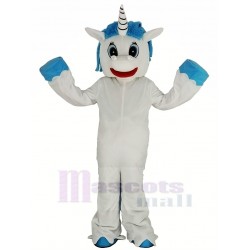 Unicorn Mascot Costume with Blue Mane