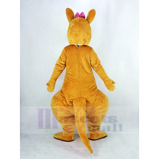 Pink Bowknot Kangaroo Mascot Costume Animal