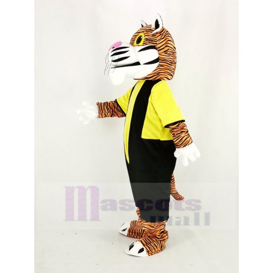 Tigre de puissance Costume de mascotte avec sweat noir et jaune