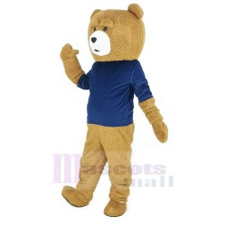 Teddybär Maskottchen Kostüm mit blauem T-Shirt