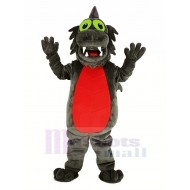 gris Dragon Costume de mascotte avec ventre rouge Animal