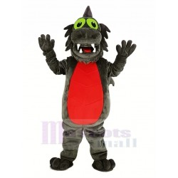 Gray Dragon Mascot Costume with Red Belly Animal