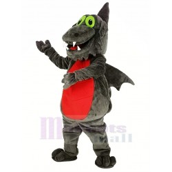 Gray Dragon Mascot Costume with Red Belly Animal