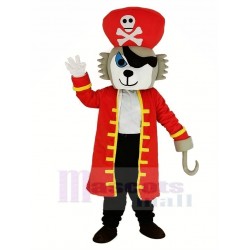 Loup pirate Costume de mascotte en manteau rouge Animal