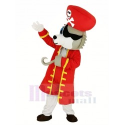 Pirate Wolf Mascot Costume in Red Coat Animal