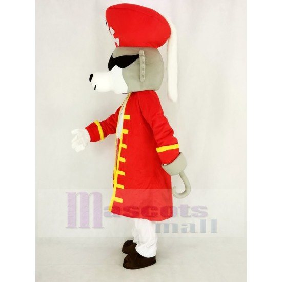 Pirate Wolf Mascot Costume in Red Coat Animal