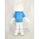Ours blanc mignon Costume de mascotte avec T-shirt bleu