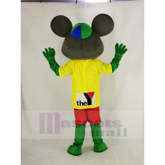 Chuck E. Cheese Mouse Mascot Costume with Yellow T-shirt