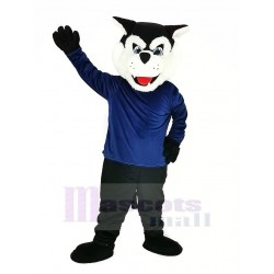 Black Bearcat Binturong Mascot Costume with Blue Clothes