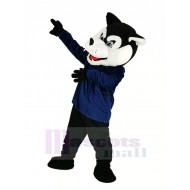 Le noir Binturong du chat ours Costume de mascotte avec des vêtements bleus