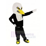 weißer Adler Maskottchen Kostüm mit schwarzem Mantel