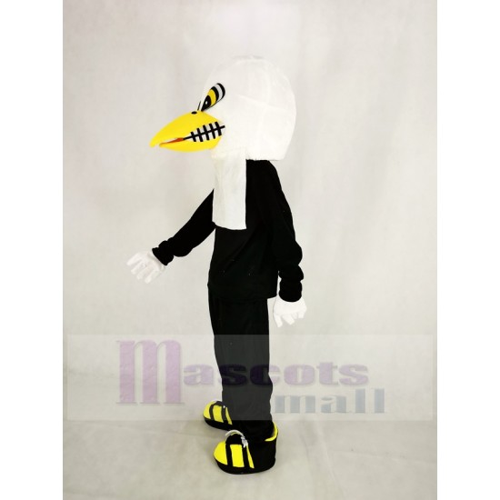 Águila Blanca Disfraz de mascota con abrigo negro