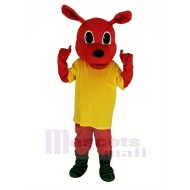 Red Kangaroo Mascot Costume with Yellow T-shirt